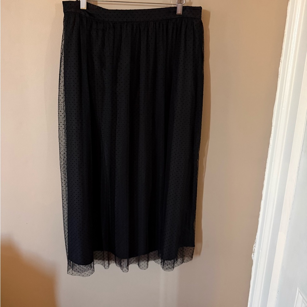 J. Crew Black Tulle Midi Skirt